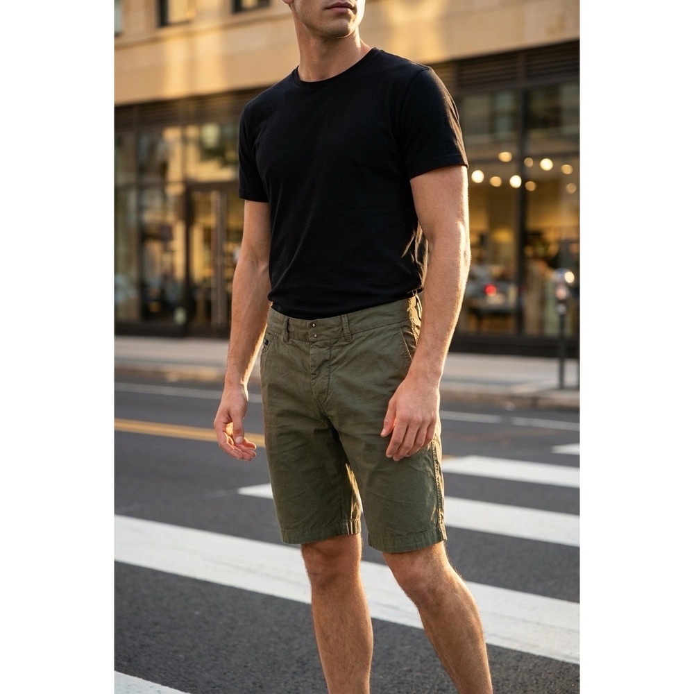 Diesel Chi-Roge-B-Sho Olive Green Cotton Shorts Mens 30 Regular Slim Fit
